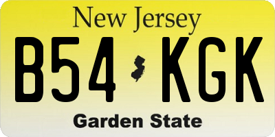 NJ license plate B54KGK