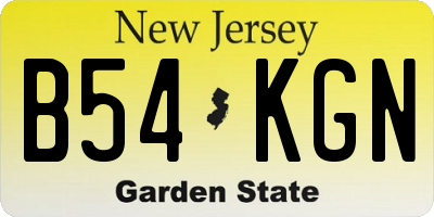 NJ license plate B54KGN