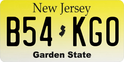 NJ license plate B54KGO