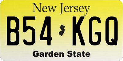 NJ license plate B54KGQ