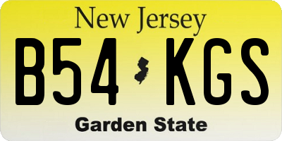 NJ license plate B54KGS