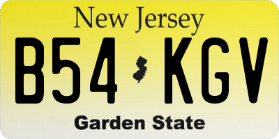 NJ license plate B54KGV