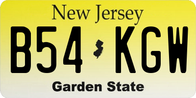 NJ license plate B54KGW
