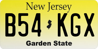 NJ license plate B54KGX