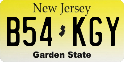 NJ license plate B54KGY