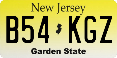 NJ license plate B54KGZ