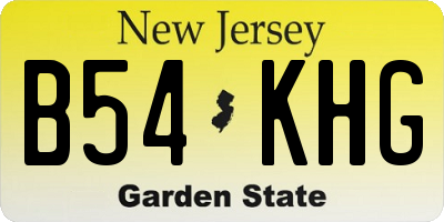 NJ license plate B54KHG