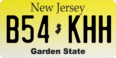 NJ license plate B54KHH