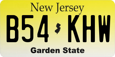 NJ license plate B54KHW