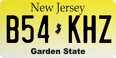 NJ license plate B54KHZ