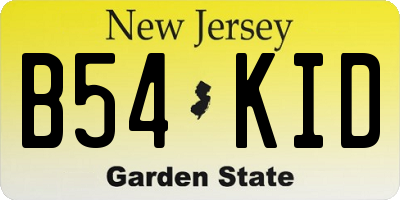 NJ license plate B54KID