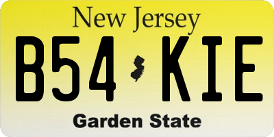 NJ license plate B54KIE
