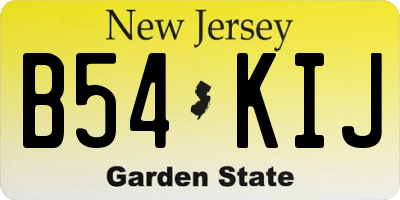 NJ license plate B54KIJ