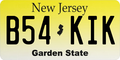 NJ license plate B54KIK