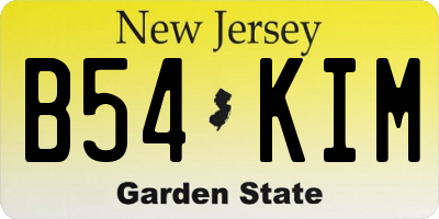 NJ license plate B54KIM