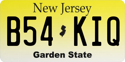 NJ license plate B54KIQ