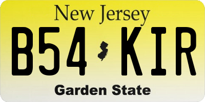 NJ license plate B54KIR