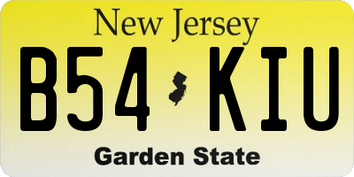 NJ license plate B54KIU