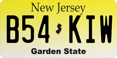 NJ license plate B54KIW