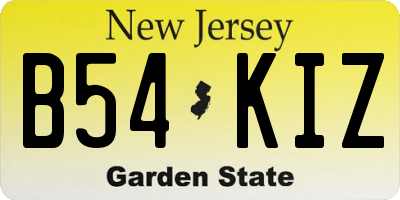 NJ license plate B54KIZ