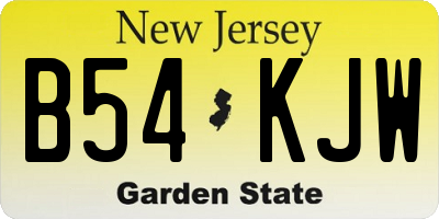 NJ license plate B54KJW