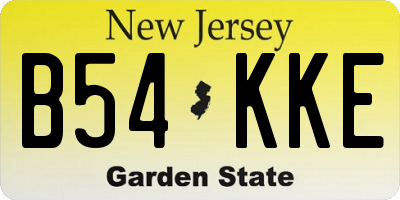 NJ license plate B54KKE