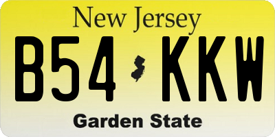 NJ license plate B54KKW