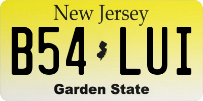 NJ license plate B54LUI