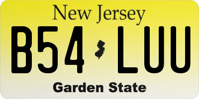 NJ license plate B54LUU