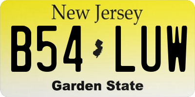 NJ license plate B54LUW
