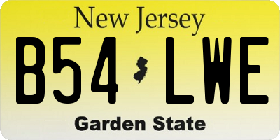 NJ license plate B54LWE