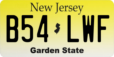 NJ license plate B54LWF