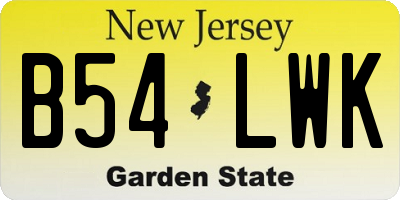 NJ license plate B54LWK