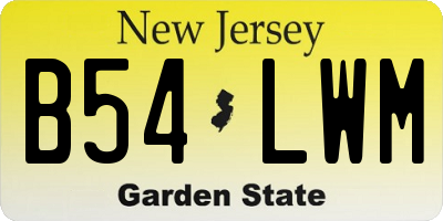 NJ license plate B54LWM