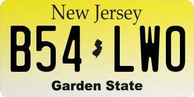 NJ license plate B54LWO