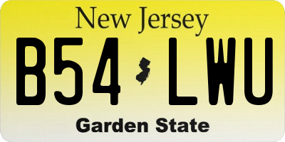 NJ license plate B54LWU