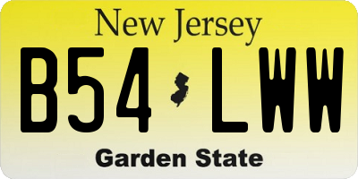 NJ license plate B54LWW