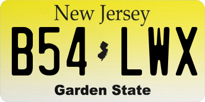 NJ license plate B54LWX