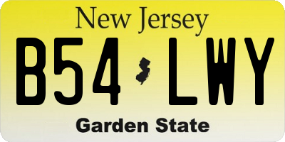 NJ license plate B54LWY