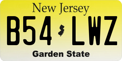 NJ license plate B54LWZ
