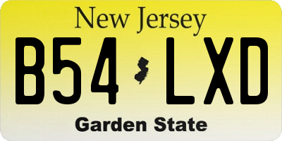 NJ license plate B54LXD