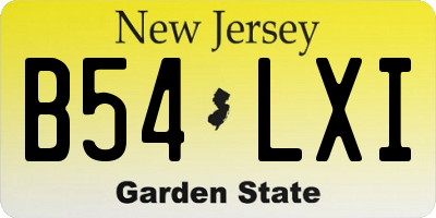 NJ license plate B54LXI
