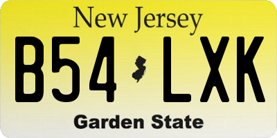 NJ license plate B54LXK