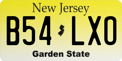 NJ license plate B54LXO