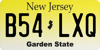 NJ license plate B54LXQ