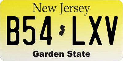 NJ license plate B54LXV
