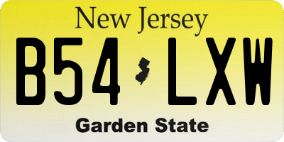 NJ license plate B54LXW