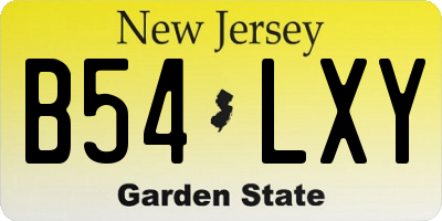 NJ license plate B54LXY