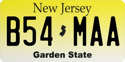 NJ license plate B54MAA