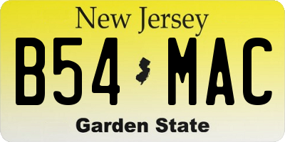 NJ license plate B54MAC